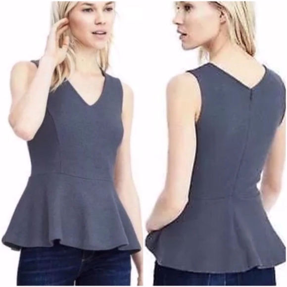 Banana Republic Tops - Banana Republic Blue Sleeveless V Neck Peplum Top